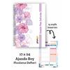 Mor Çiçekler Spiralli Günlük Planlama Defteri - 100 Sayfa - 17x24 Planlayıcı Defter